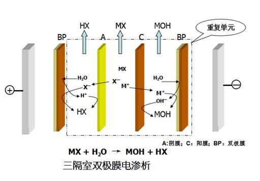 三隔室雙極膜電滲析圖